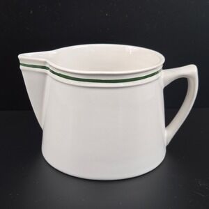 Thomas O'Brien Academy Creamer Pitcher White Green Band 2003 Modern Farmhouse